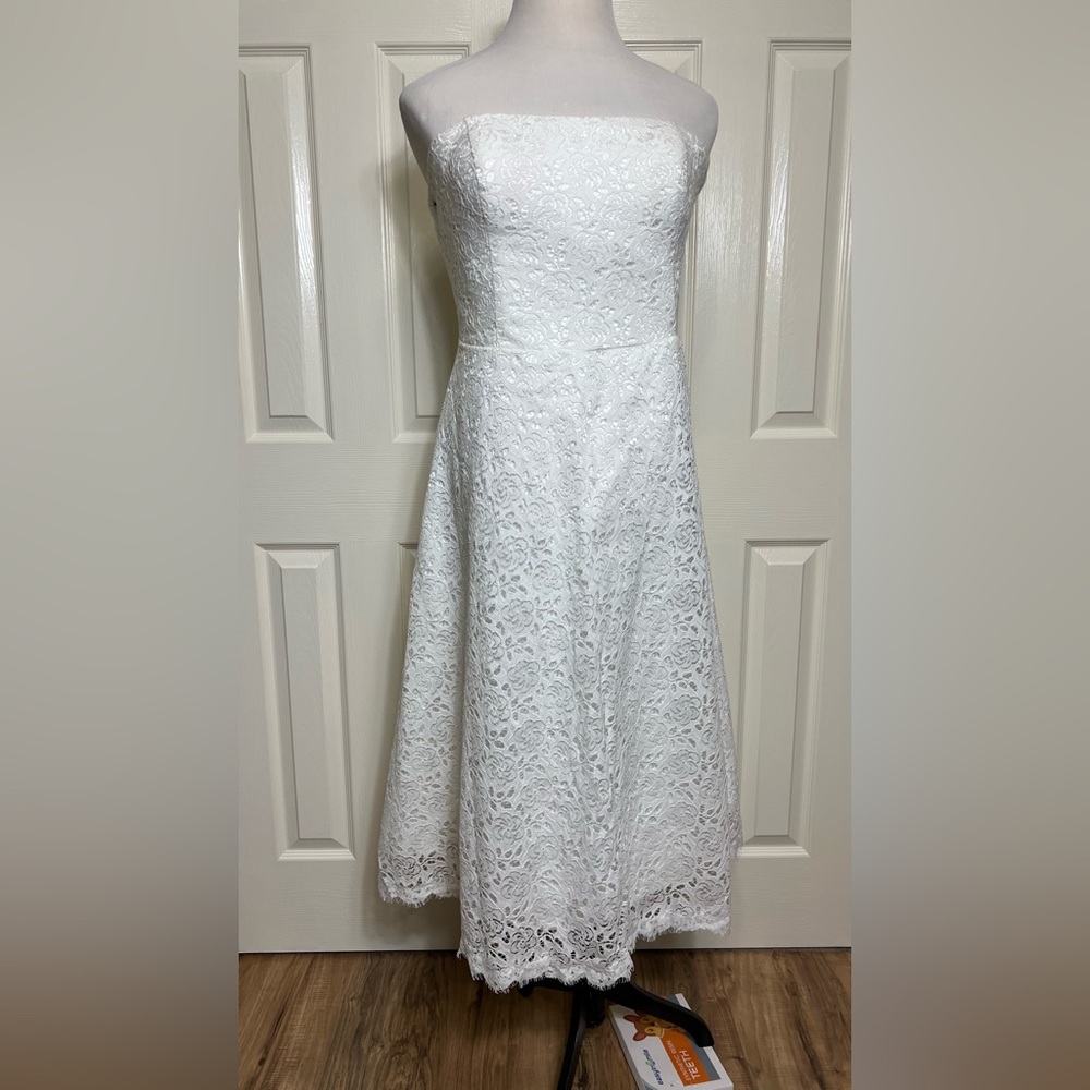 Lemandy Strapless Lace Cocktail Bridal Mini Dress Sz 20